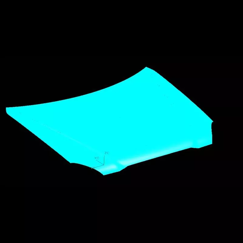 Automotive hætte ydre panel stempling